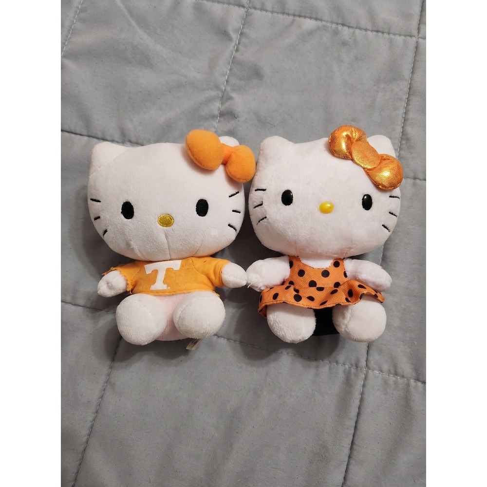 Sanrio Hello Kitty Plush Bundle Ty Beanie Baby Polka Dot & Tennessee Vols Orange - Picture 1 of 6